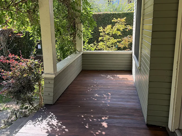 spacious, private front porch
