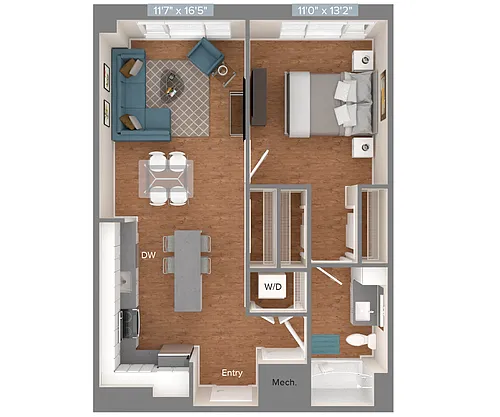 Floor plan A2-D1-702sf-Ori-Unit-305