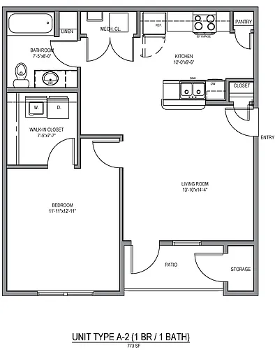 Floor plan 1X1 B