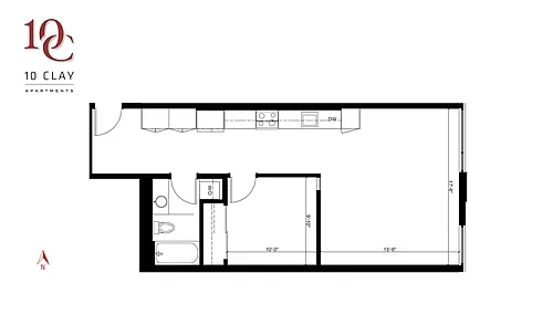 Floor plan Open 1 Bed, 1 Bath