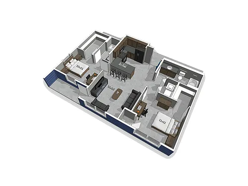 Floor plan Furnished - 2 Bedroom