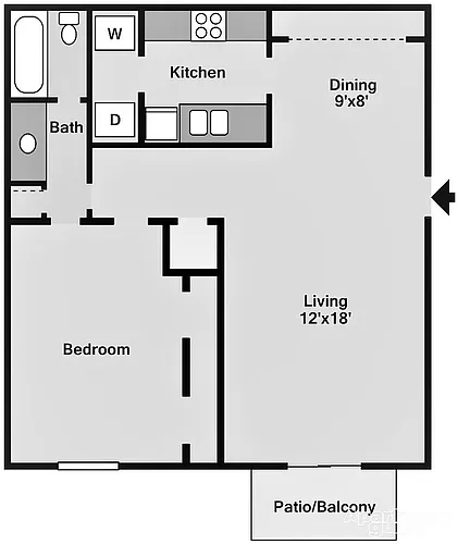 Floor plan One Bedroom Redbud