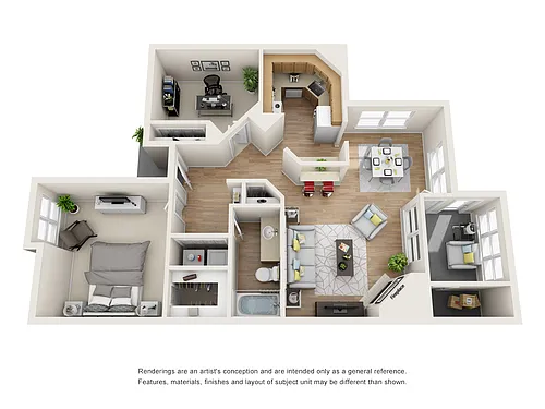 Floor plan 2 BR/1 BA - Indigo