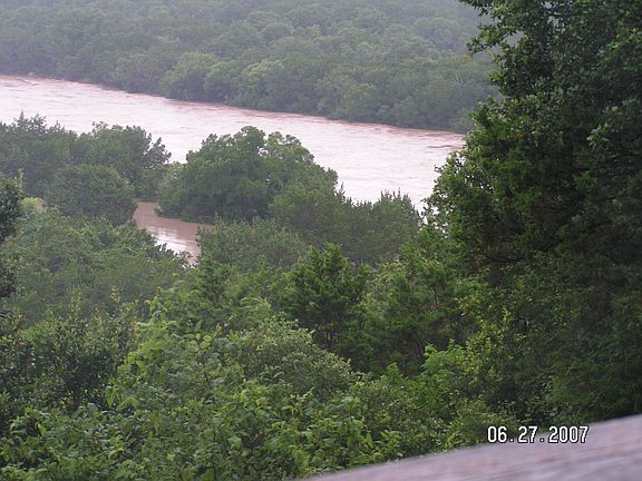 flooded river from deck