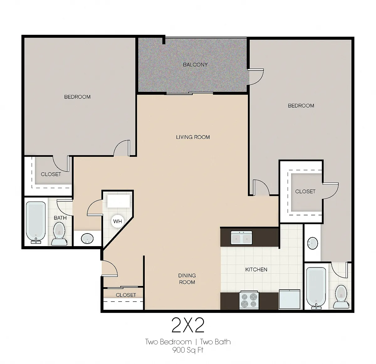 Floor plan Two Bedroom Two Bathroom