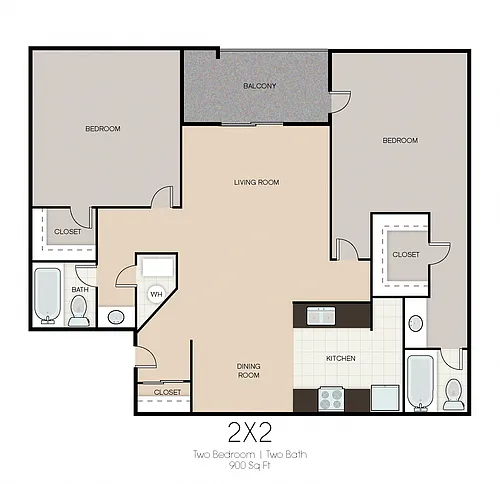 Floor plan Two Bedroom Two Bathroom