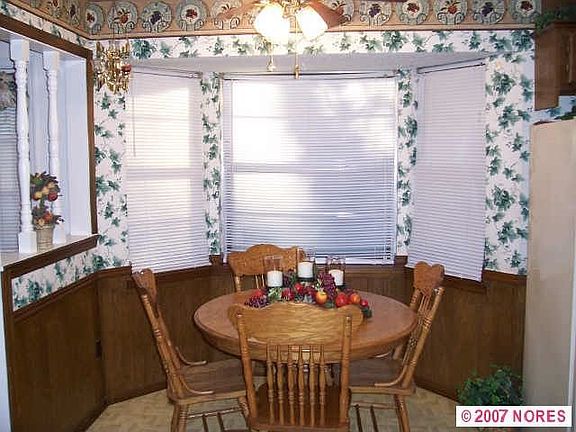 great view of backyard in kitchen bay window