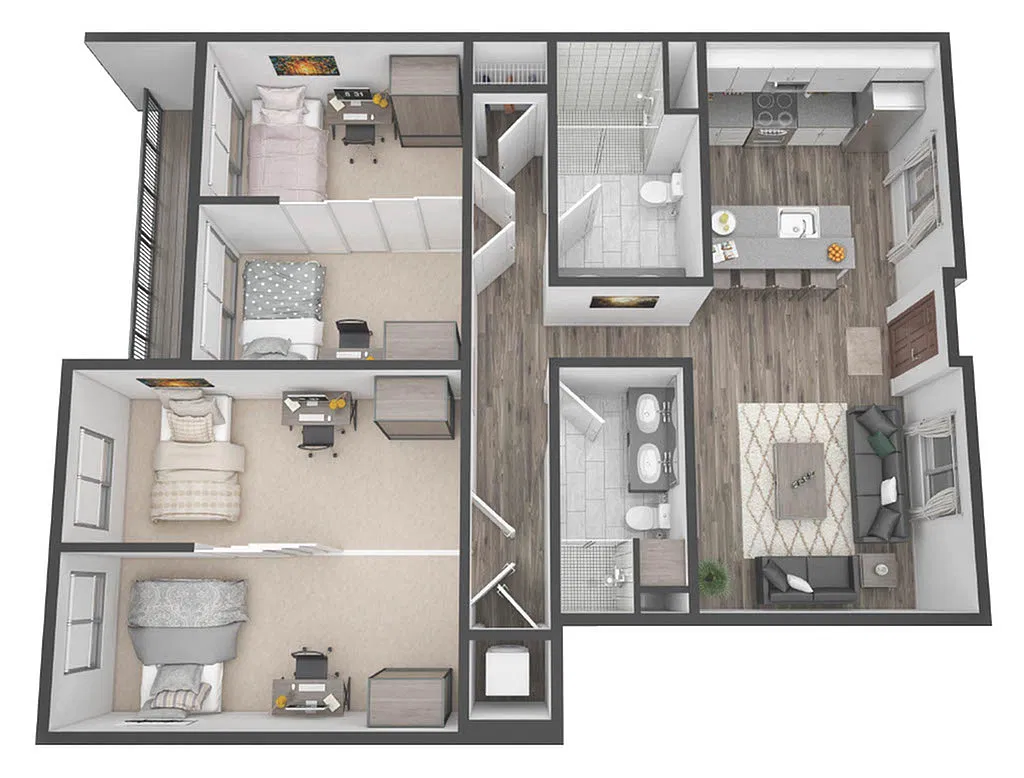 Floor plan 4BR/2BA - Laguna