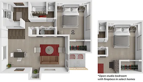 Floor plan 1 Bed 1 Bath Studio Style