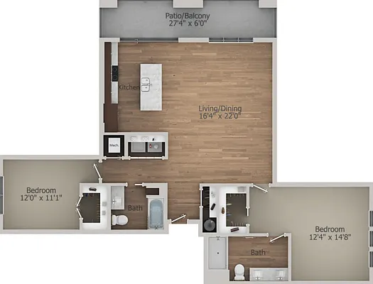 Floor Plan 2E | Arrabelle Apartments | Apartments in Cedarburg, WI Floor Plan 2E | Arrabelle Apartments | Apartments in Cedarburg, WI