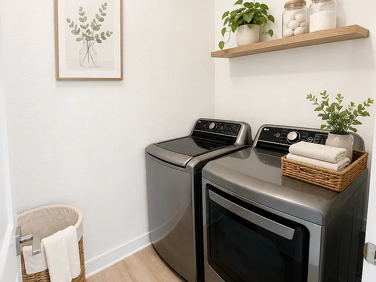 Laundry Room with LG Smart Washer and Dryer