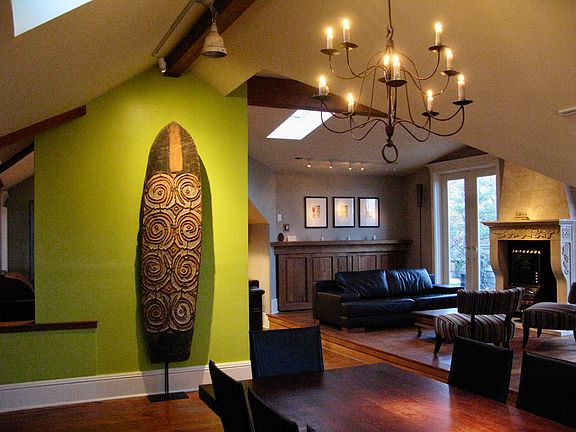 top floor loft space dining and living area