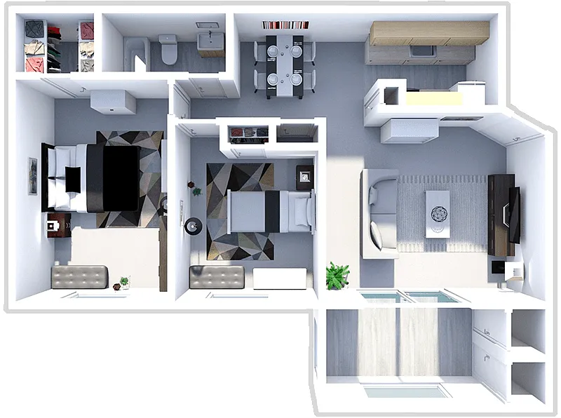 Floor plan 2 bed Commodore - Upper