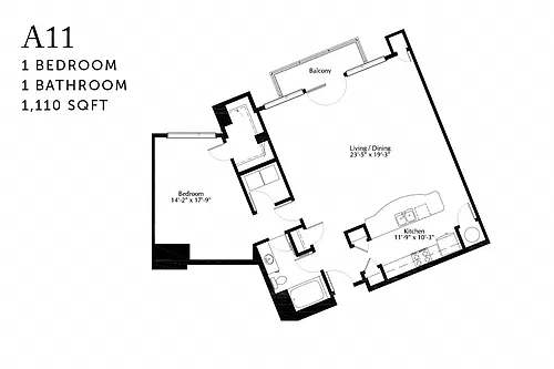 Floor plan A11 One Bedroom