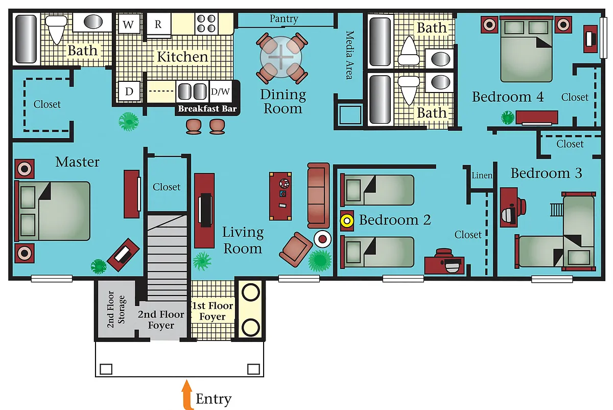 Floor plan Four Bedroom Three bath 60%