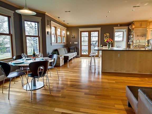 from dining area towards kitchen