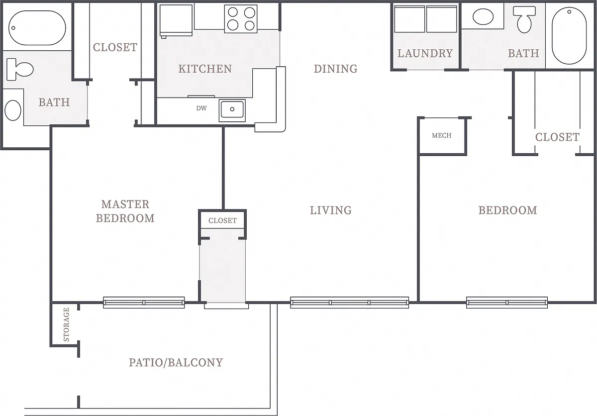 Floor plan 2 Bedroom 2 Bath