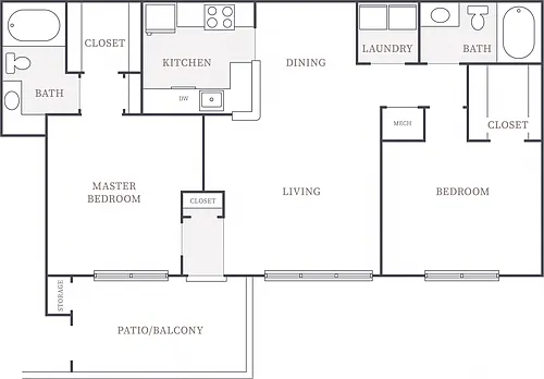Floor plan 2 Bedroom 2 Bath