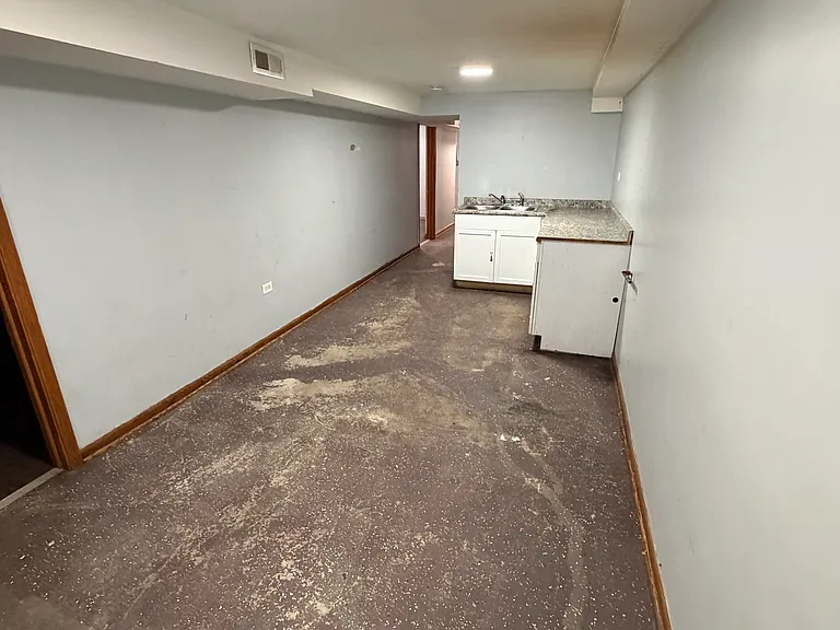 basement living room and kitchen