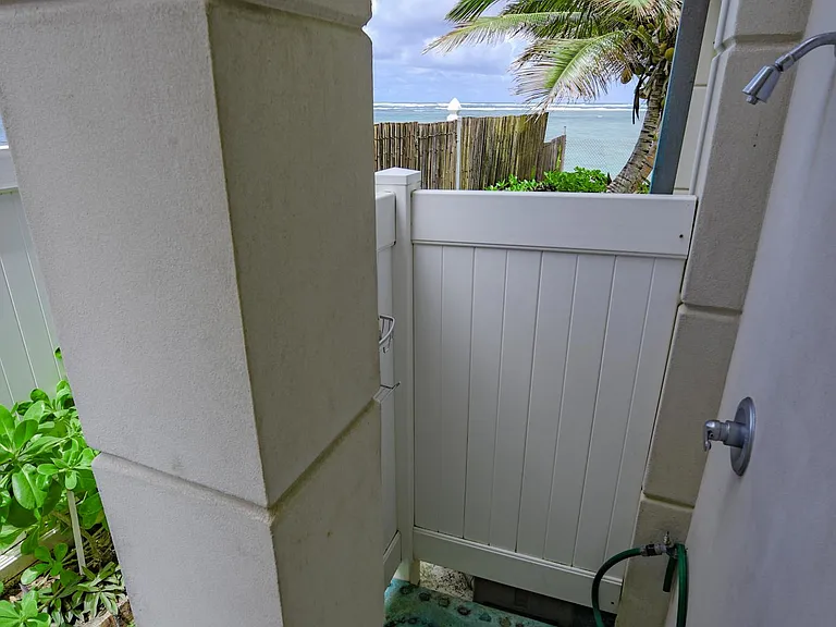 Your own out door shower with ocean view.