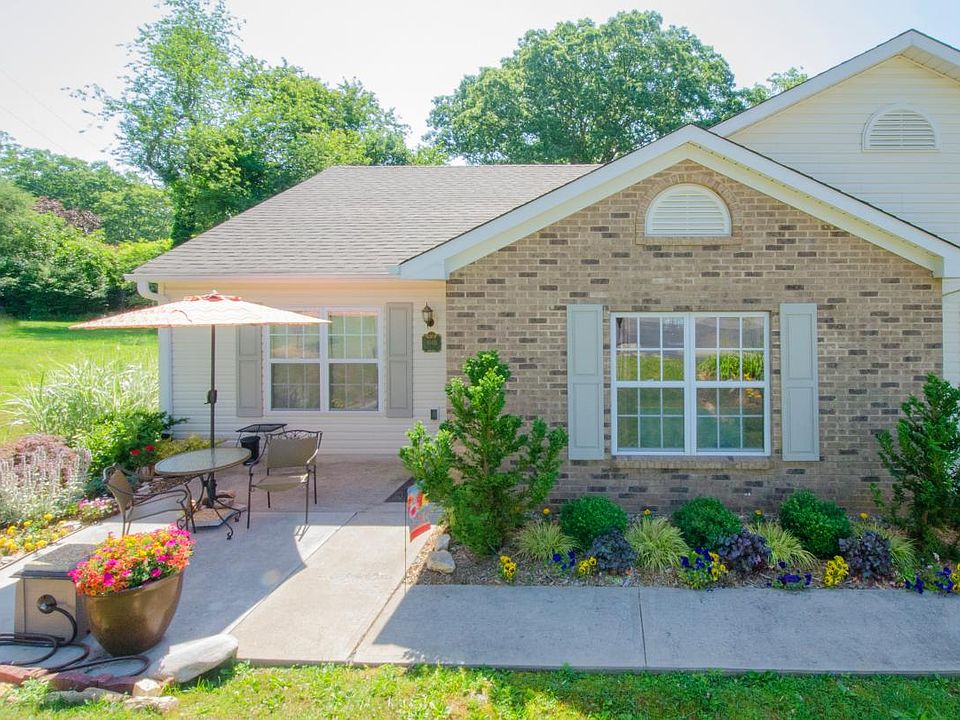 front entry with patio