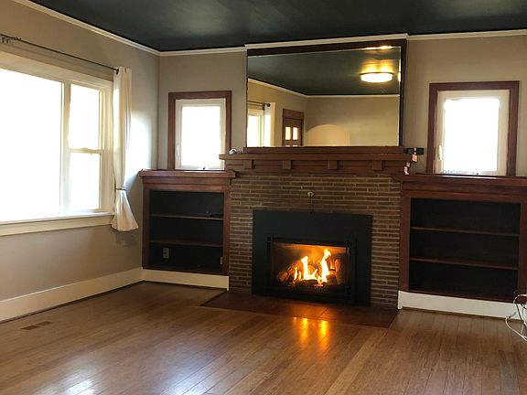 living room and gas fireplace