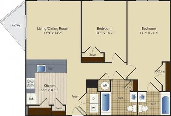 Two Bedroom Two Bath (990 SF) Two Bedroom Two Bath (990 SF)