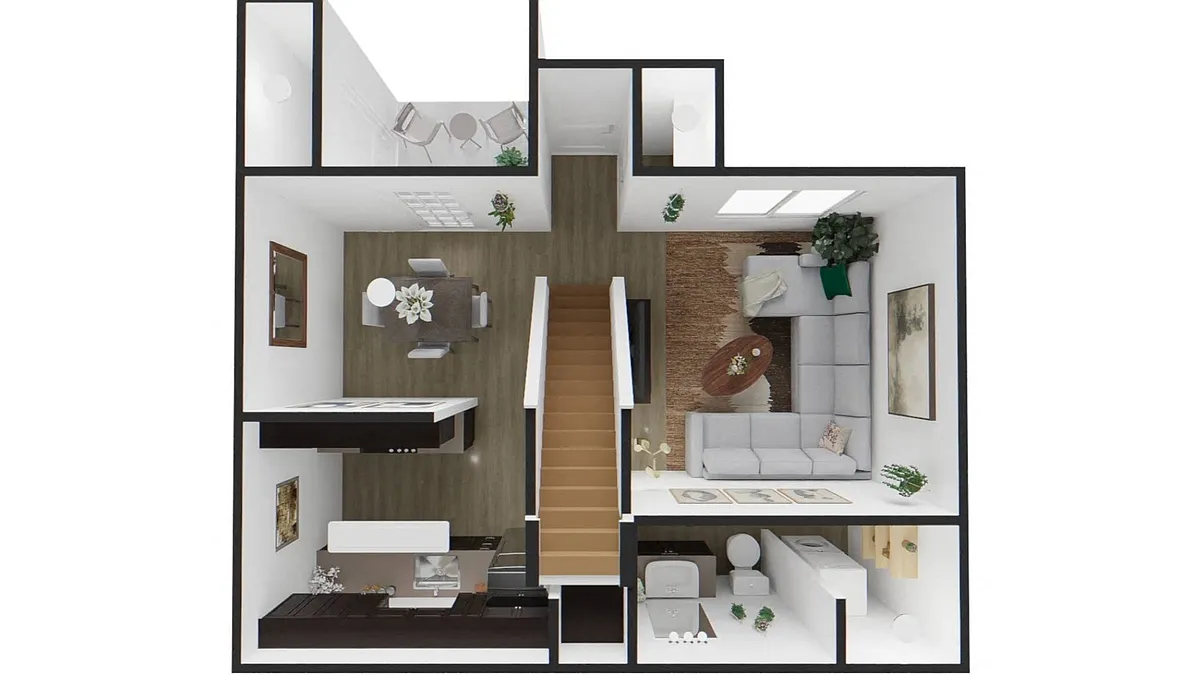 Floor plan Two Bedroom 1.5 Bath Townhome
