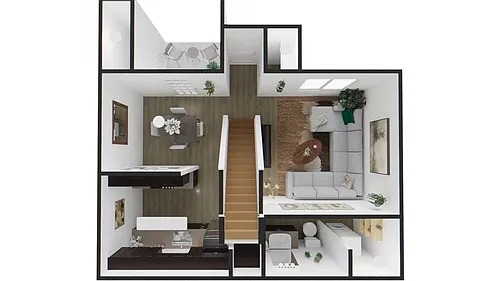 Floor plan Two Bedroom 1.5 Bath Townhome