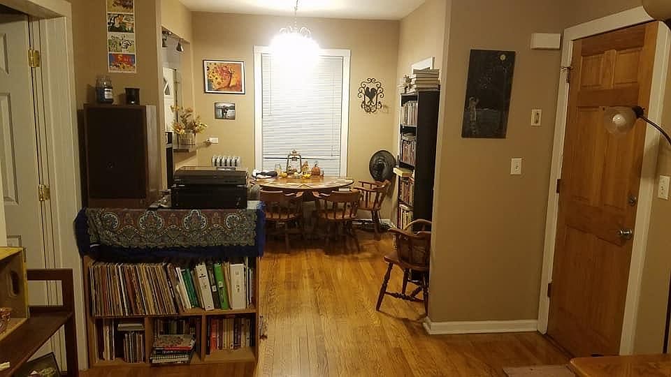 View from living room into dining area