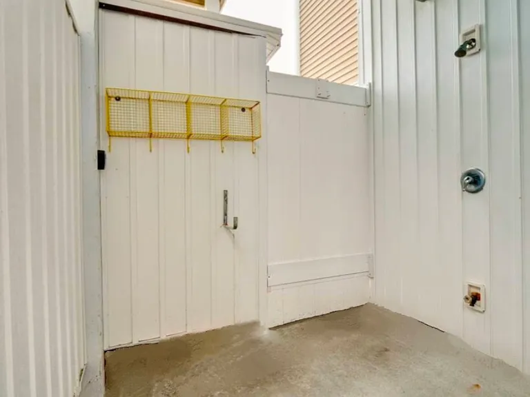 Outdoor shower with hot water