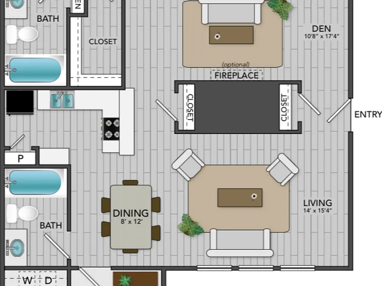 C1 - 2BD, 2BA - 1250SF C1 - 2BD, 2BA - 1250SF