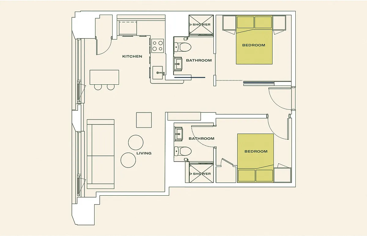 Floor plan Two Bedroom (B5)