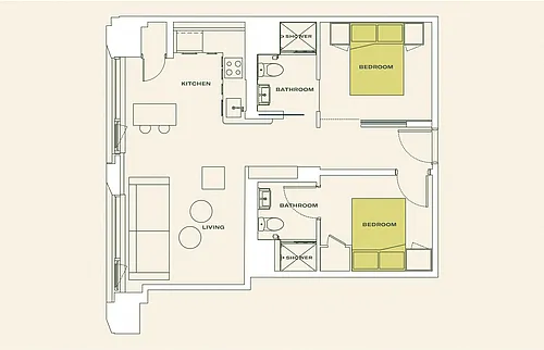 Floor plan Two Bedroom (B5)
