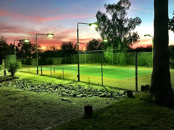 Private lighted tennis court