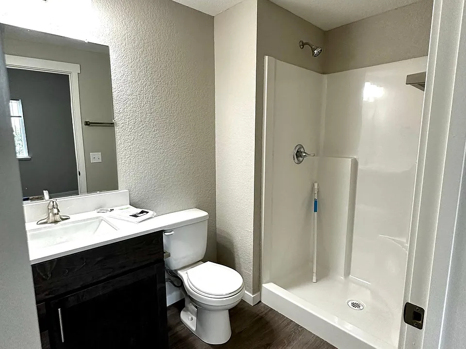 Attached master bathroom.