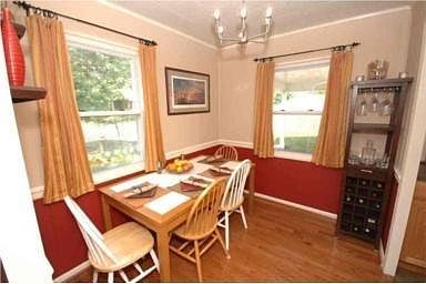 South-facing dining room.
