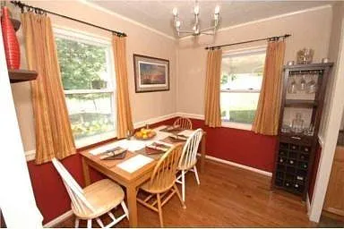 South-facing dining room.