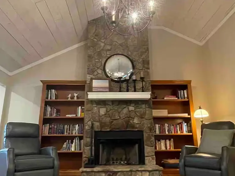 Wood burning fireplace in livingroom