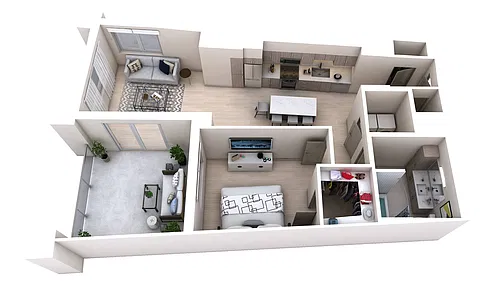 Floor plan One Bedroom One Bath (911)