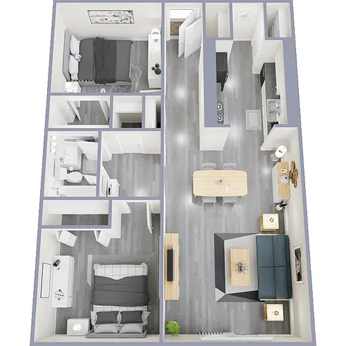 Floor plan Two Bed One Bath