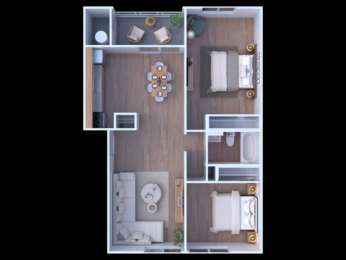 Floor plan 2 BR - 1 BTH Renovated