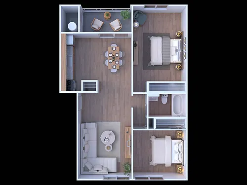 Floor plan 2 BR - 1 BTH Renovated