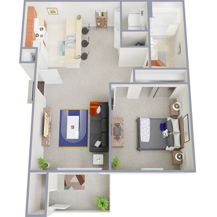 Floor plan A1R- 1x1