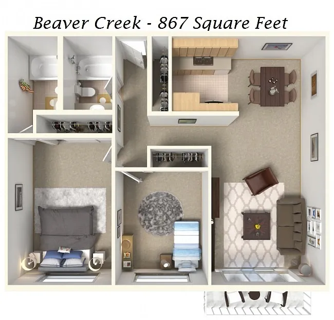 Floor plan Two Bedroom Two Bath