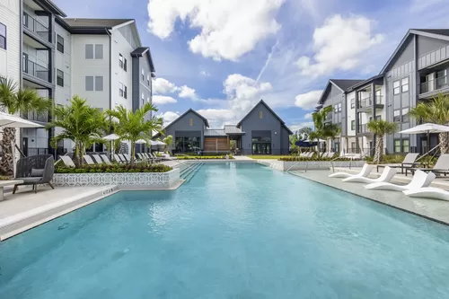 Poolside lounging at Azalea Luxury Apartments in Tampa, Florida - Azalea