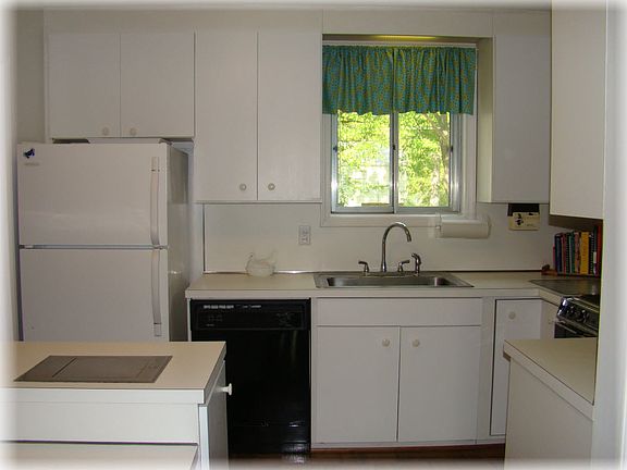 Crisp white freshly painted kitchen
