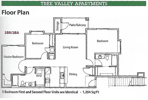 Floor plan 3 Bedroom 2 Bath