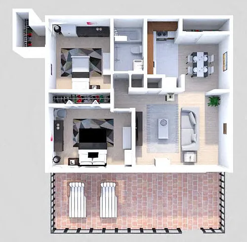 Floor plan B1 2 Bedroom 1 Bath Garden Lower