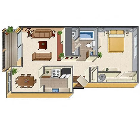 Floor plan 1x1 - Oak